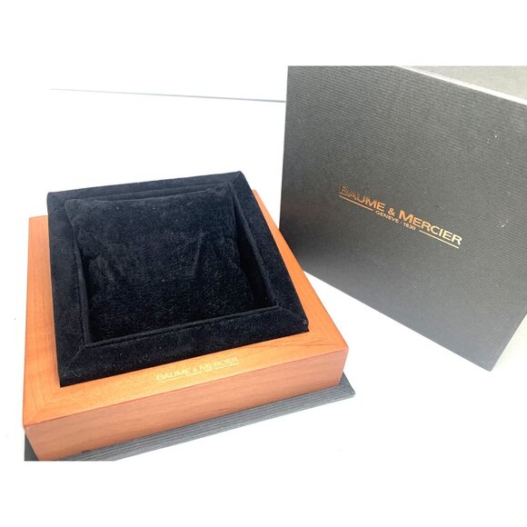 Baume & Mercier Box Watch Presentation Gray Cardboard Brown Wooden Empty - Picture 10 of 12